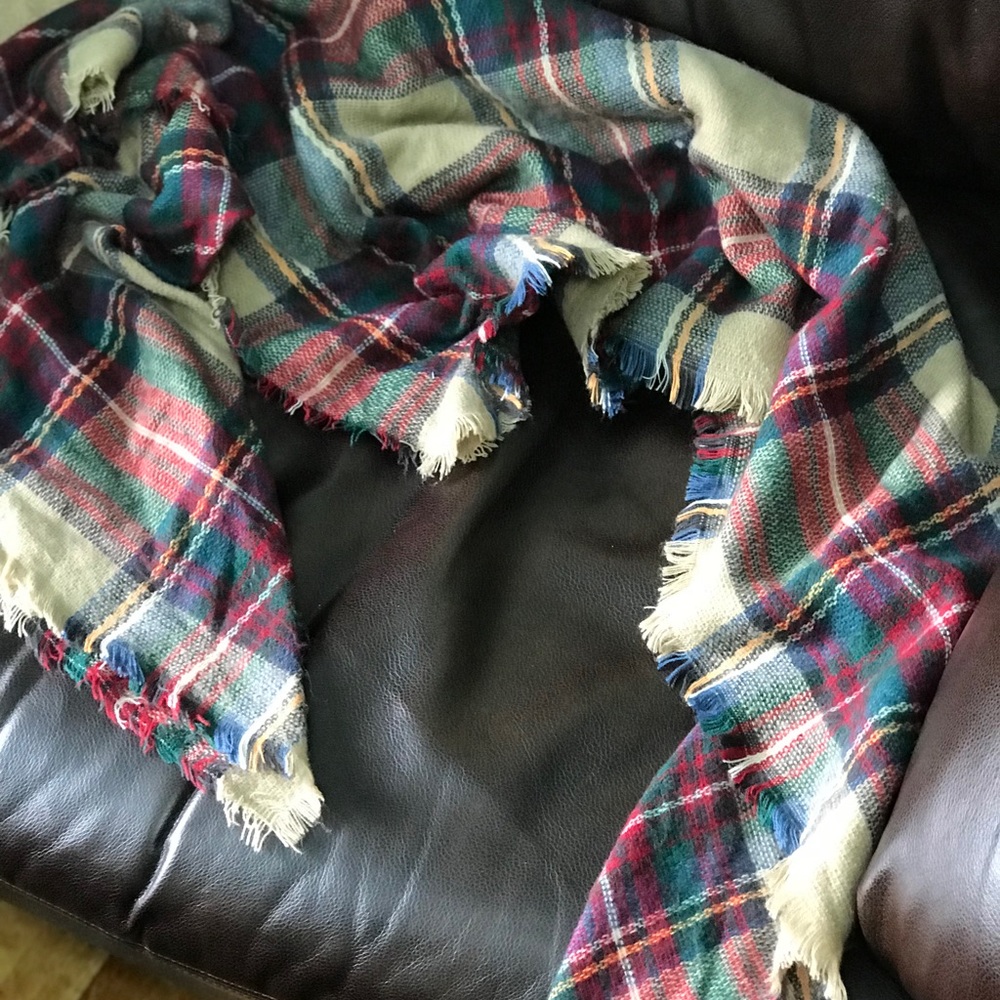 Plaid blanket scarf